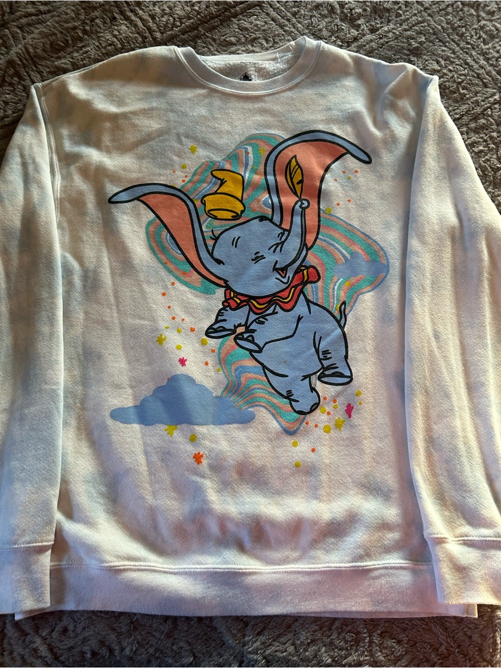 Disney White Sweatshirt with Colorful Dumbo Graphic